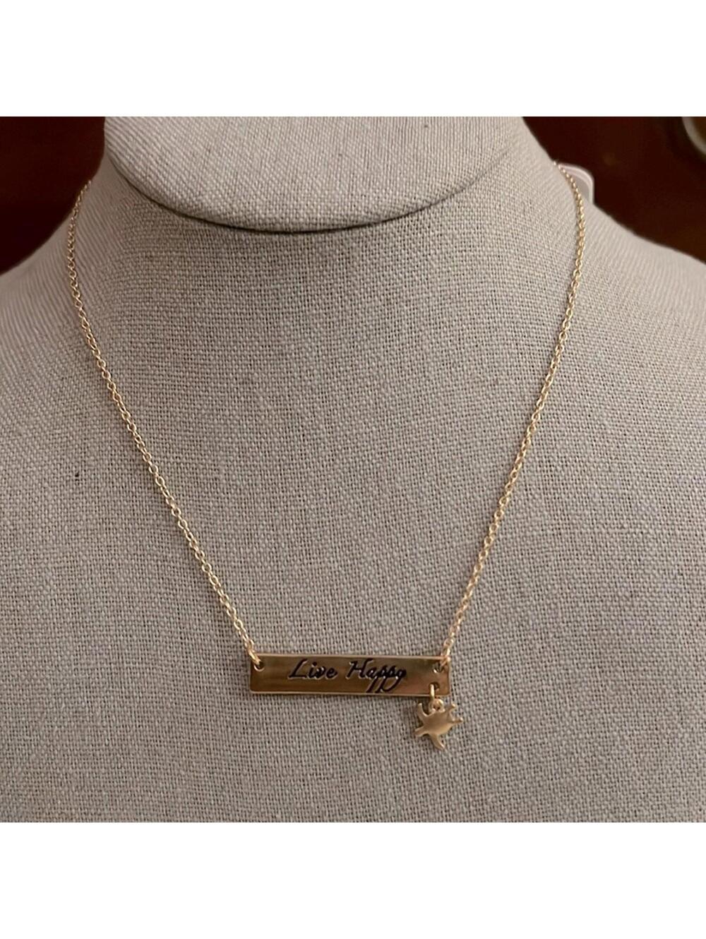 Viva Life gold bar “Live Happy” w crab charm NWT